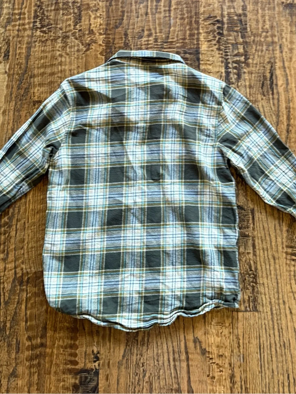 Old Navy Olive and Cream Plaid Button-Up Shirt